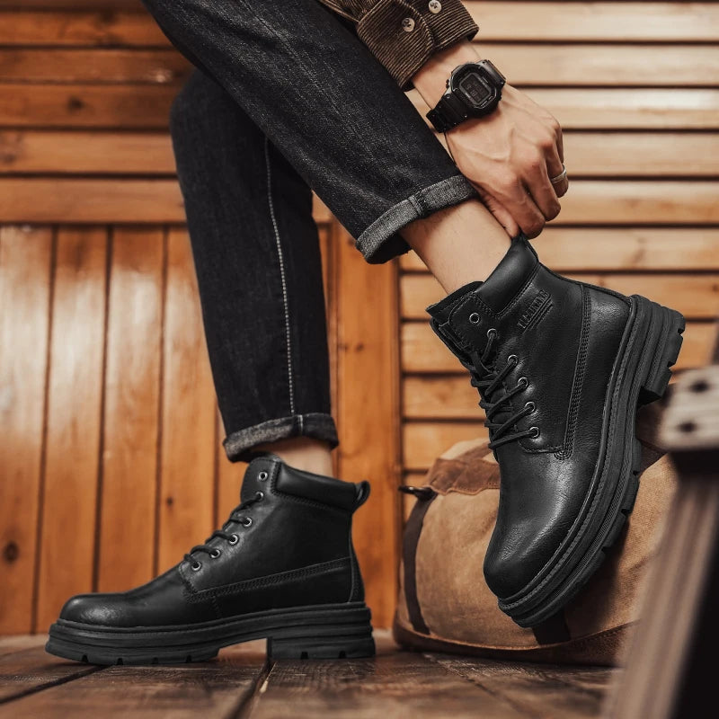 SMVP British casual shoes, high-top leather shoes, man shoes