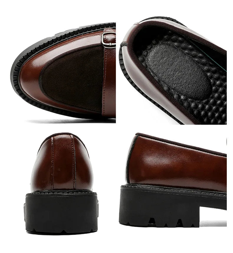 Loafers Men Leather Shoes Thick-soled British Style Black Formal Business Shoes Fashion Luxury Slip-On Casual Shoes Big Size 46