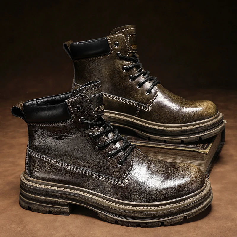 SMVP British casual shoes, high-top leather shoes, man shoes