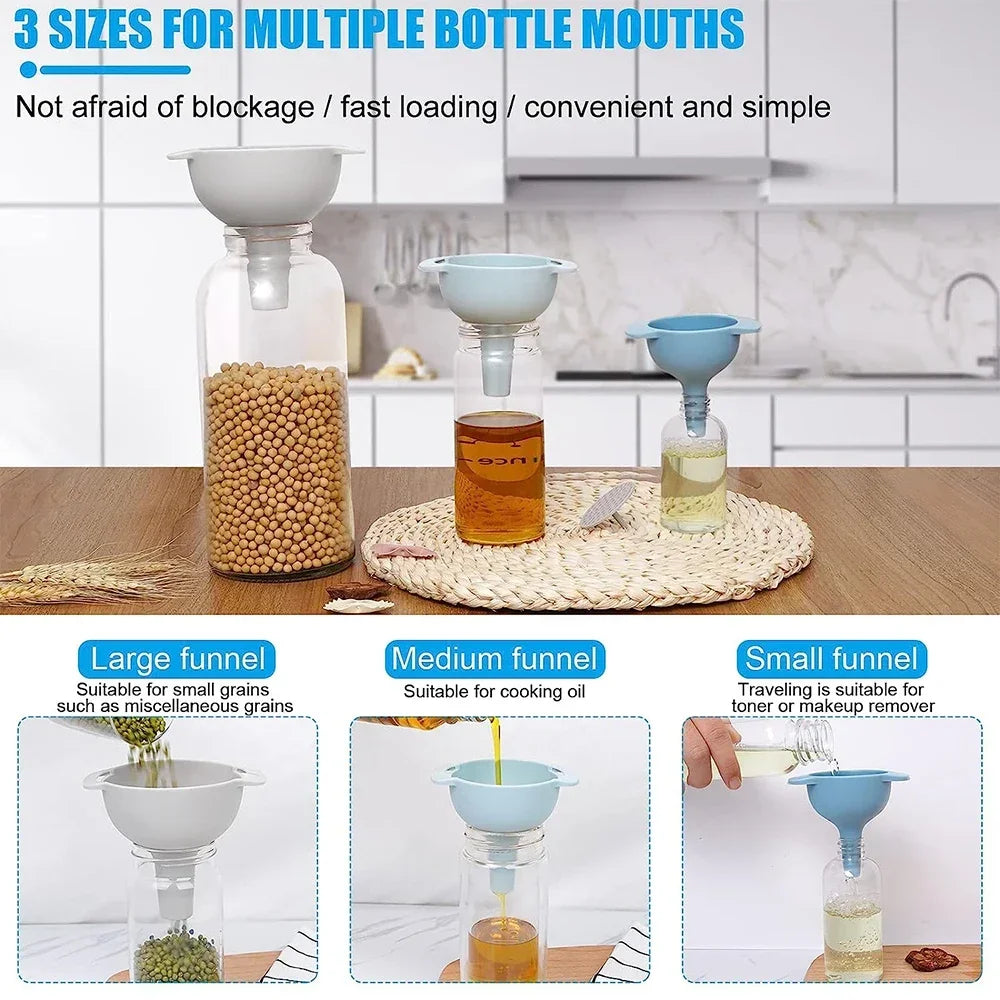 Household Filter Plastic Multi-function Funnel Set Oil Hopper Filter Oil Can Sub-packaging Funnels Kitchen Accessories
