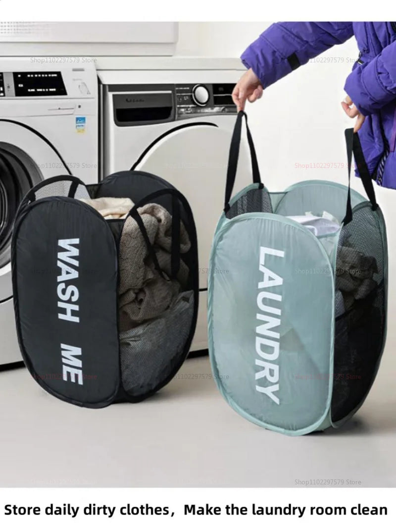 Household Storage Baskets Breathable Collapsible Mesh Pop Up Laundry Baskets Laundry Room Necessary Storage Clothes Organizers