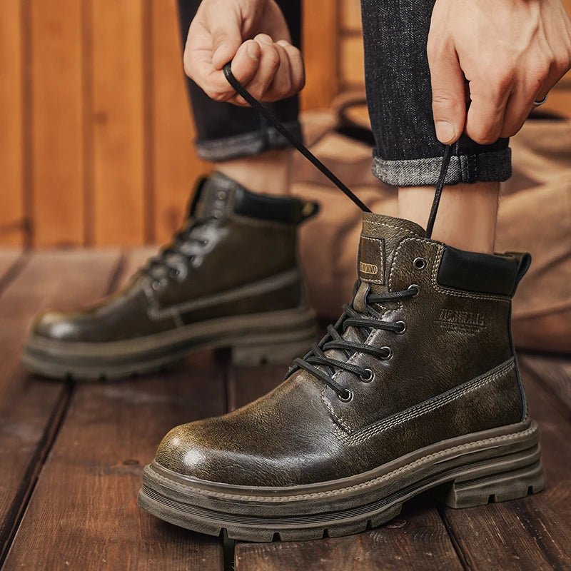 SMVP British casual shoes, high-top leather shoes, man shoes