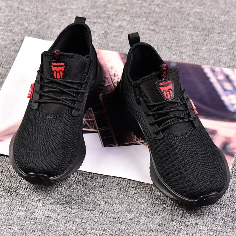 Flying woven shoes men's steel toe cap work safety shoes men's boot camouflage work shoes