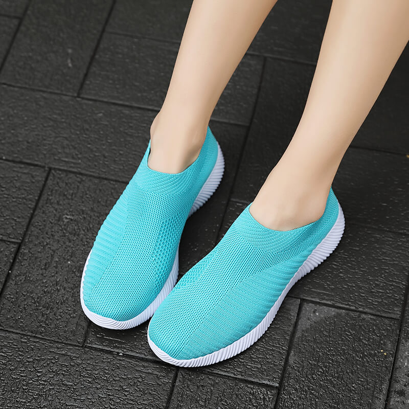 [Lightweight Slip-On Sneakers] Lightweight Women's Slip-On Sneakers - Solid Color Fabric Upper, Round Toe, MD Sole, Low Top - All-Season Casual Shoes for Running, Fitness, Dance, Walking, Travel