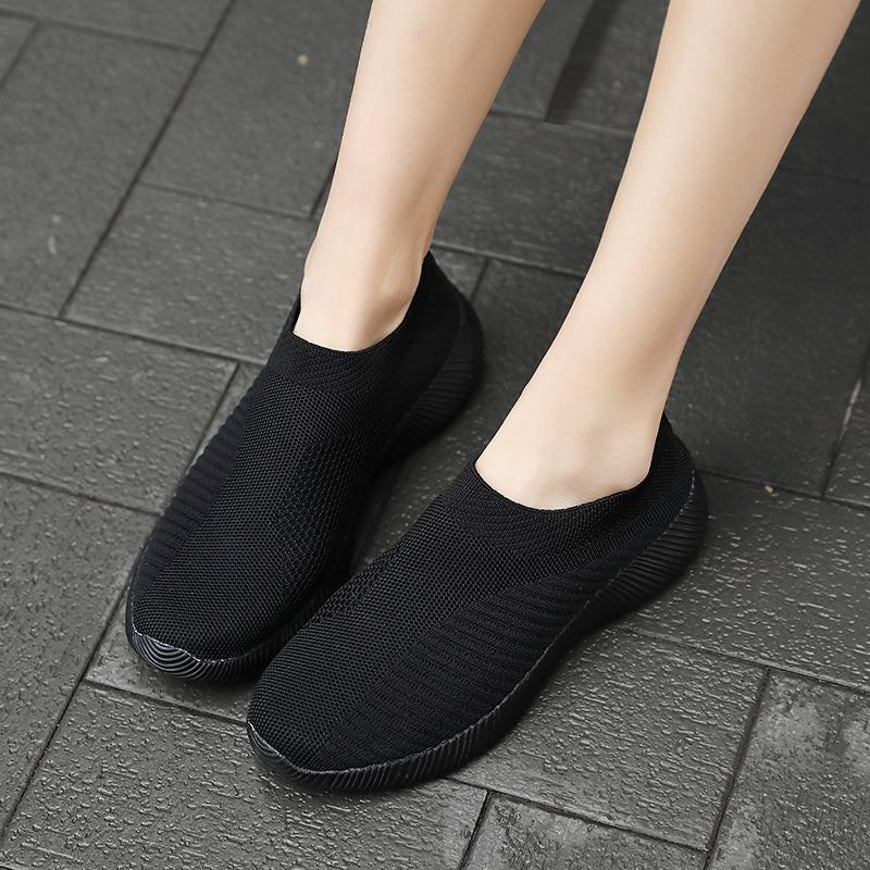 [Lightweight Slip-On Sneakers] Lightweight Women's Slip-On Sneakers - Solid Color Fabric Upper, Round Toe, MD Sole, Low Top - All-Season Casual Shoes for Running, Fitness, Dance, Walking, Travel