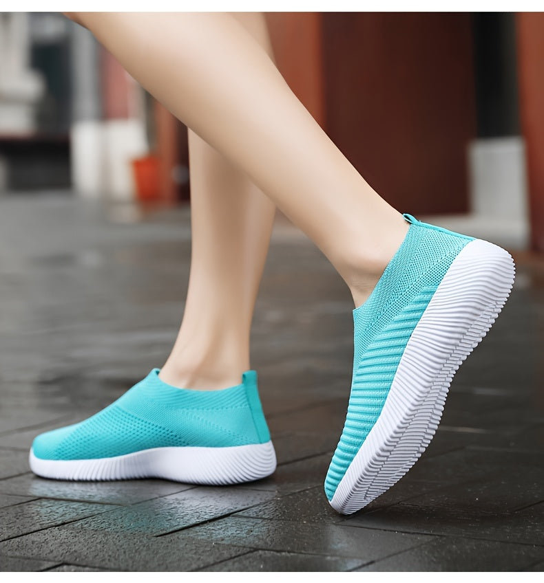 [Lightweight Slip-On Sneakers] Lightweight Women's Slip-On Sneakers - Solid Color Fabric Upper, Round Toe, MD Sole, Low Top - All-Season Casual Shoes for Running, Fitness, Dance, Walking, Travel