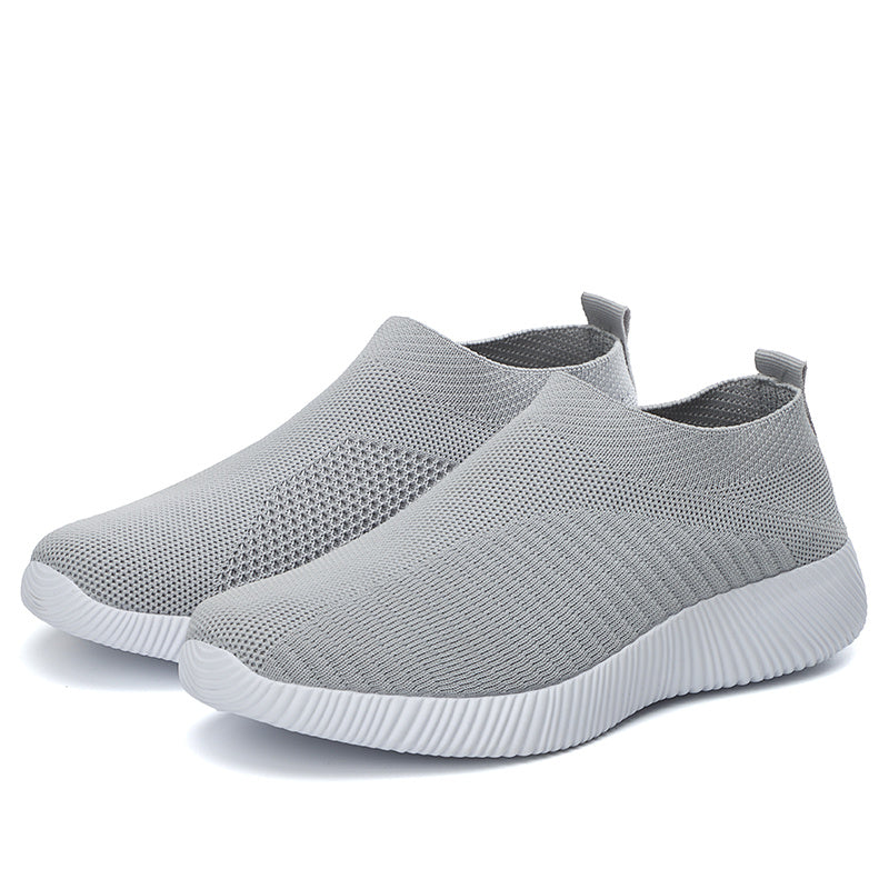[Lightweight Slip-On Sneakers] Lightweight Women's Slip-On Sneakers - Solid Color Fabric Upper, Round Toe, MD Sole, Low Top - All-Season Casual Shoes for Running, Fitness, Dance, Walking, Travel