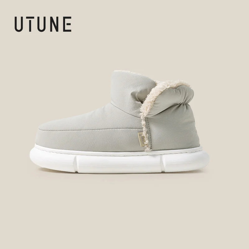 UTUNE Unisex Winter Snow Boots - Waterproof Anti-Slip Platform Ankle Boots with Fur Lining&Thick Insulation for Outdoor Comfort