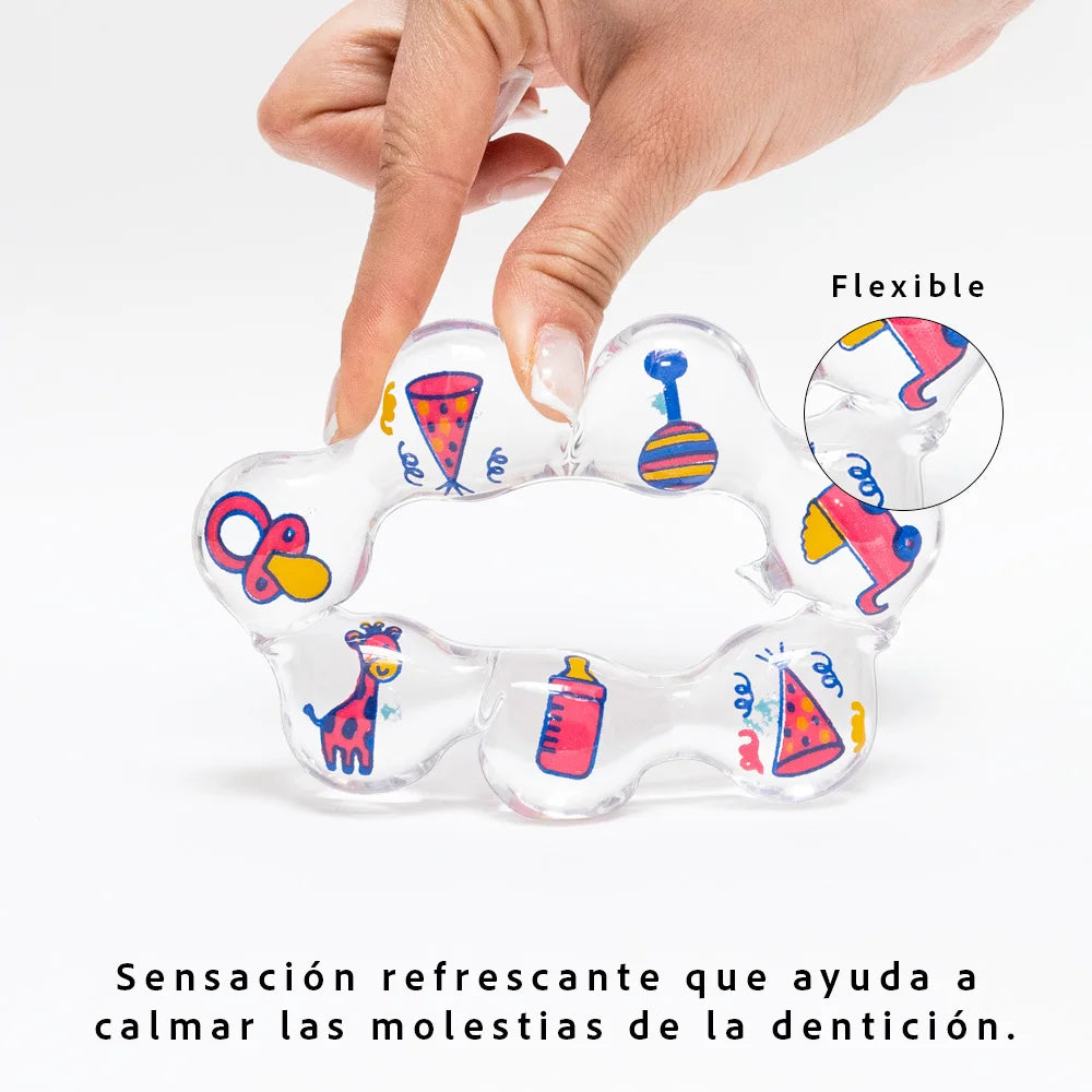 Traditional Circular Teether Starbien, soft plastic, for babies 3-24m, colorful, soothes baby gums, safe, Made in Mexico