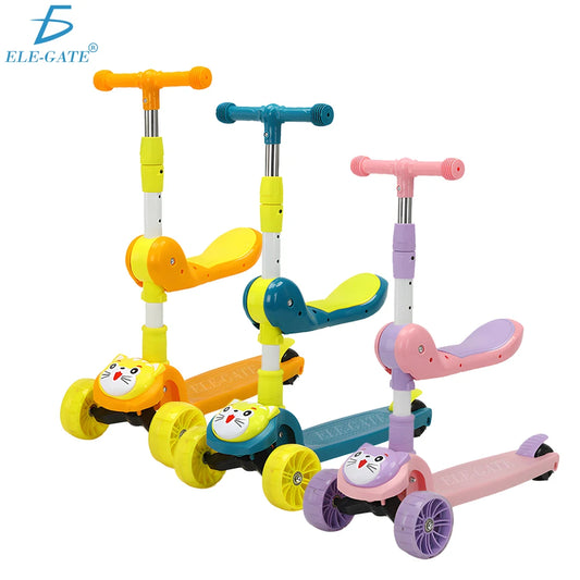 Adjustable Removable Seat Scooter for Kids and Babies Fun and Safe Folding Steel Three-Wheel PU Foldable with Unique Features