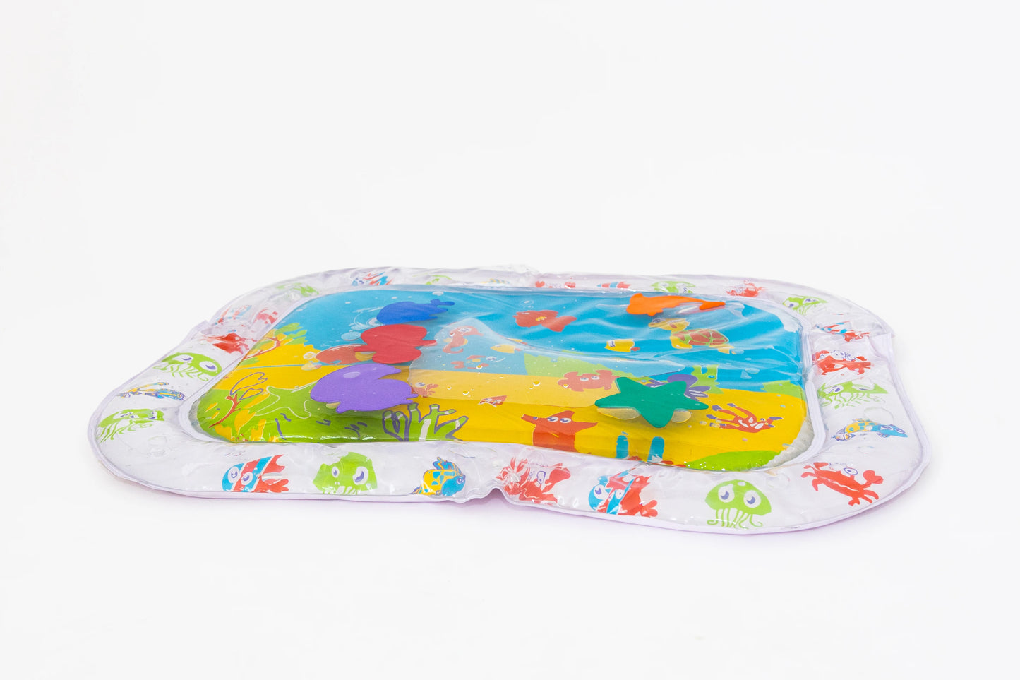 Inflatable water mat for babies and kids, ocean design, sensory, educational, soft, safe, portable, water valve, Made in Mexico