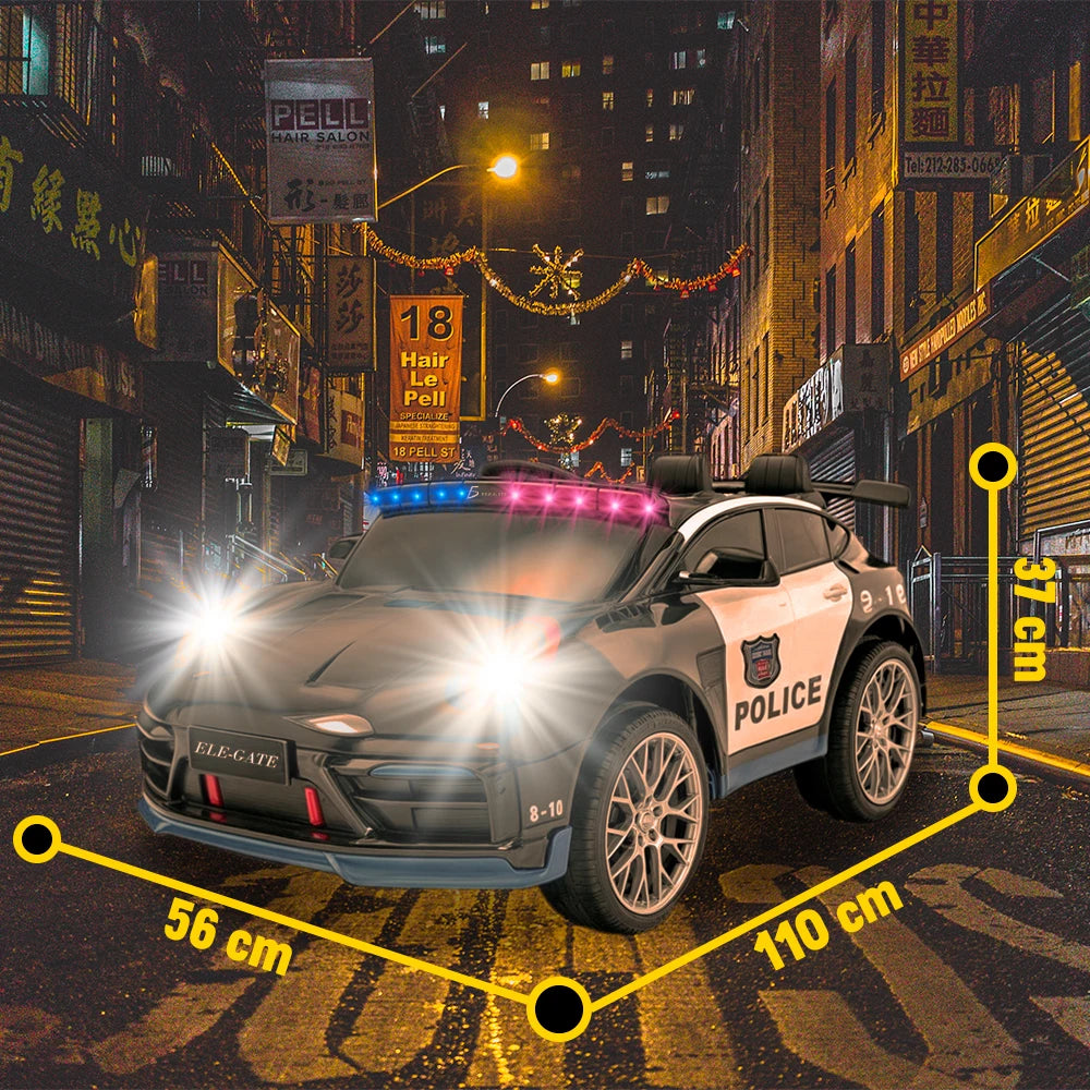 Electric Ride-On Patrol Car for Kids with Lights Sound & Remote Control Battery-Powered Car for Babies & Toddlers