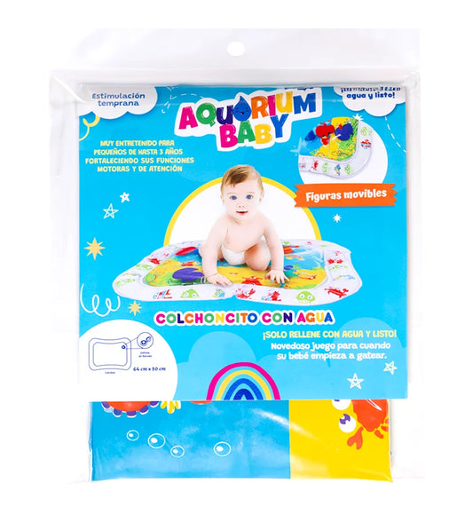 Inflatable water mat for babies and kids, ocean design, sensory, educational, soft, safe, portable, water valve, Made in Mexico