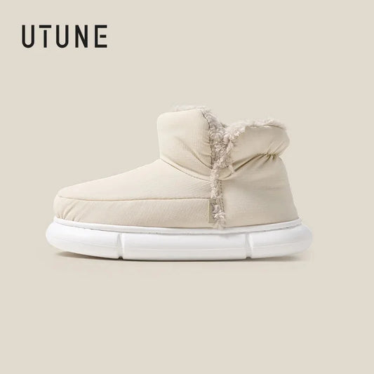 UTUNE Unisex Winter Snow Boots - Waterproof Anti-Slip Platform Ankle Boots with Fur Lining&Thick Insulation for Outdoor Comfort