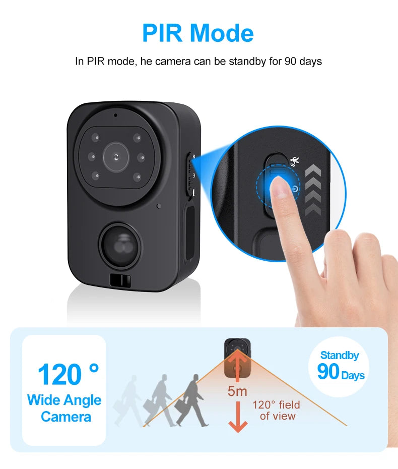 PD01 Waterproof Mini Camera Motorcycle and Bike Recorder Sport DV NO-APP Pocket PIR Small Police Security Wearable Body Worn Cam
