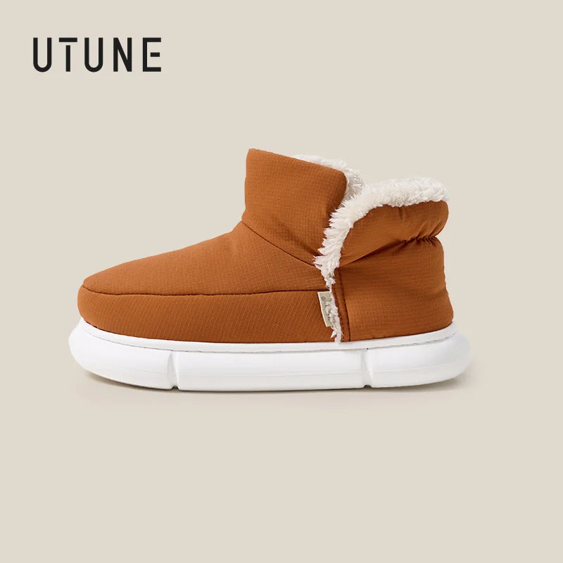 UTUNE Unisex Winter Snow Boots - Waterproof Anti-Slip Platform Ankle Boots with Fur Lining&Thick Insulation for Outdoor Comfort