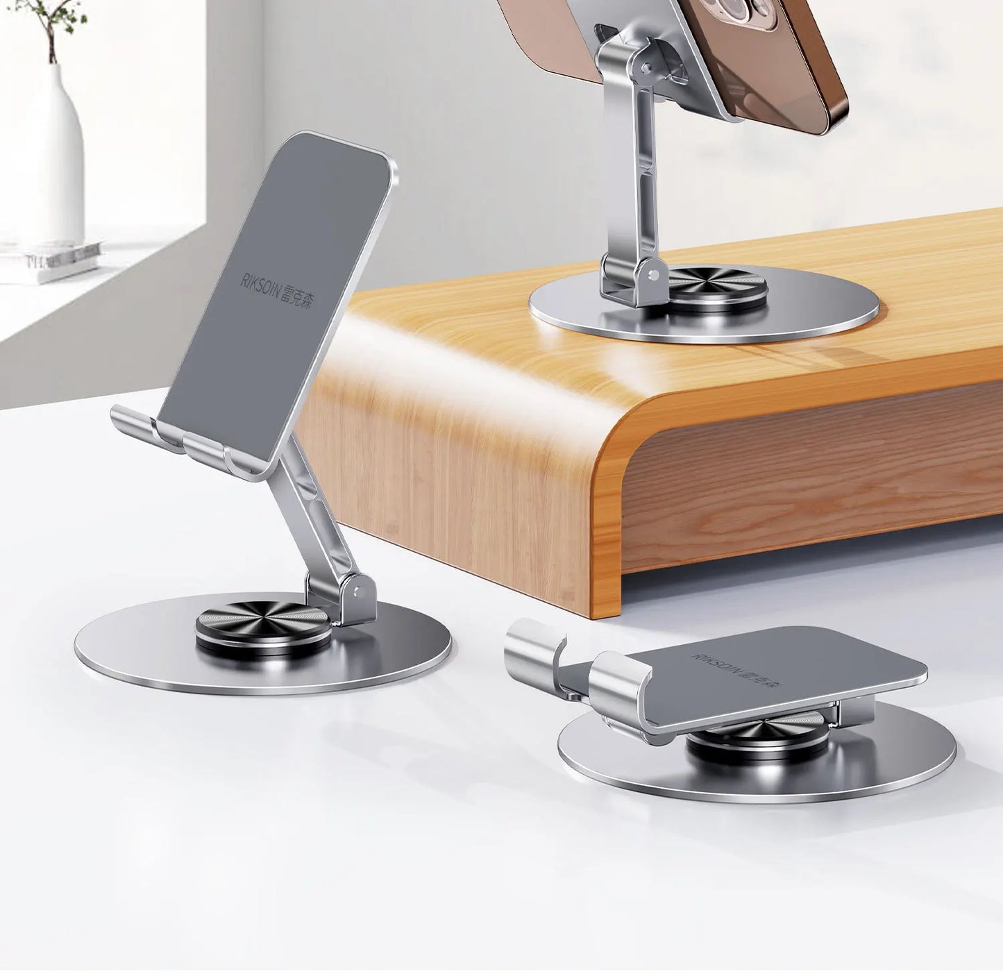 2025 Metal Smartphone Stand Alloy Rotate Phone Holder 360 Swivel Desk Mobile Phone Stand Holder for Office Table
