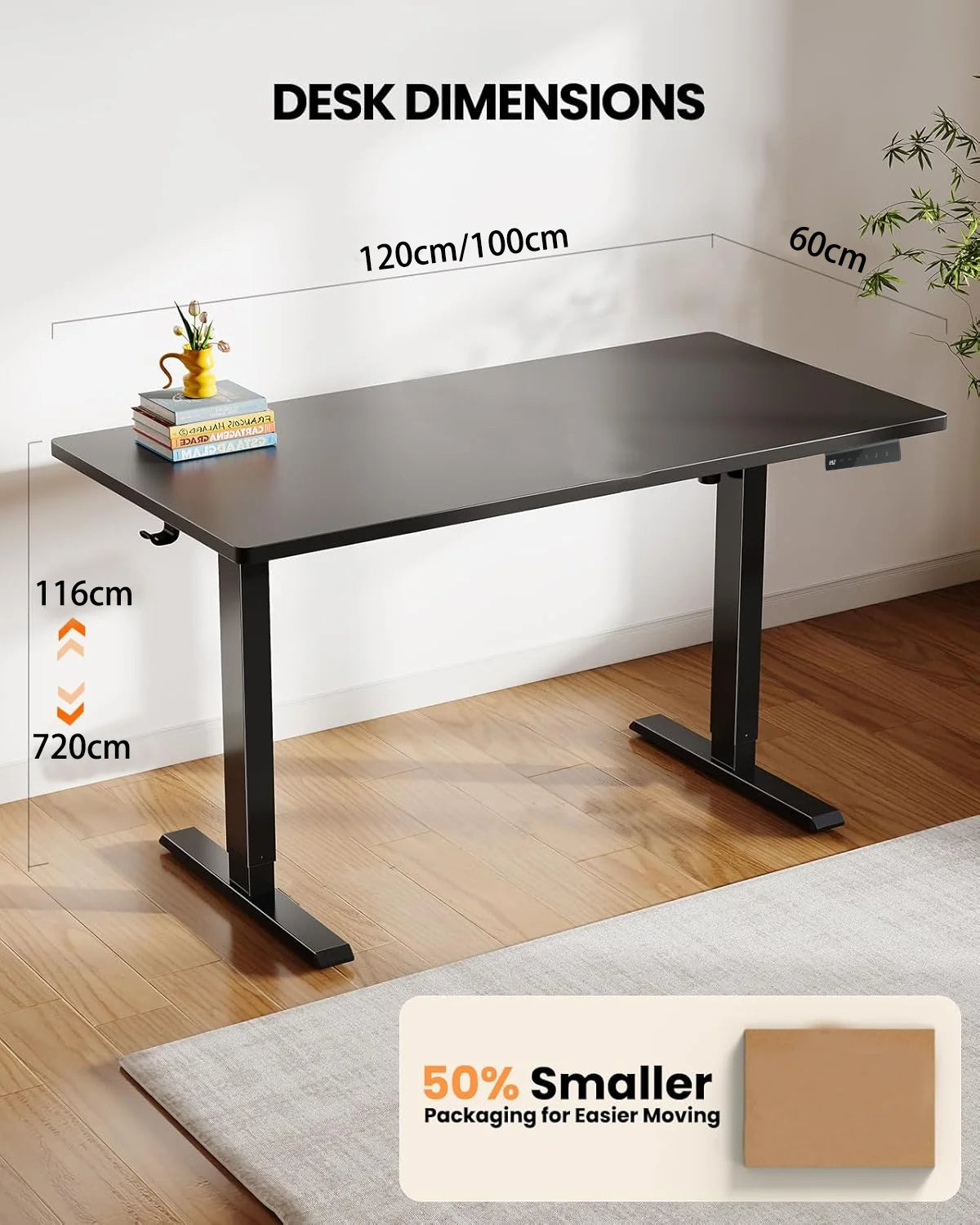 YG Electric 48x24 Inches Full Size Keyboard Tray Modern Design Adjustable Height Standing Desk for Home Office Sit Stand Desk