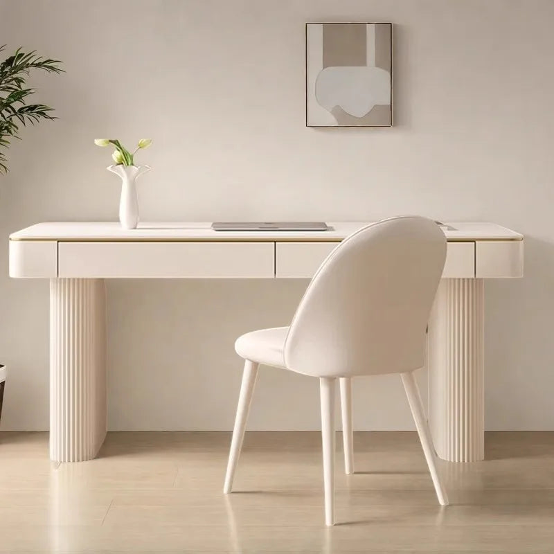 Solid Cream Luxury Modern High-End Rock Board Desk Light High Quality Small Apartment Villa for Student Home Bedroom Office