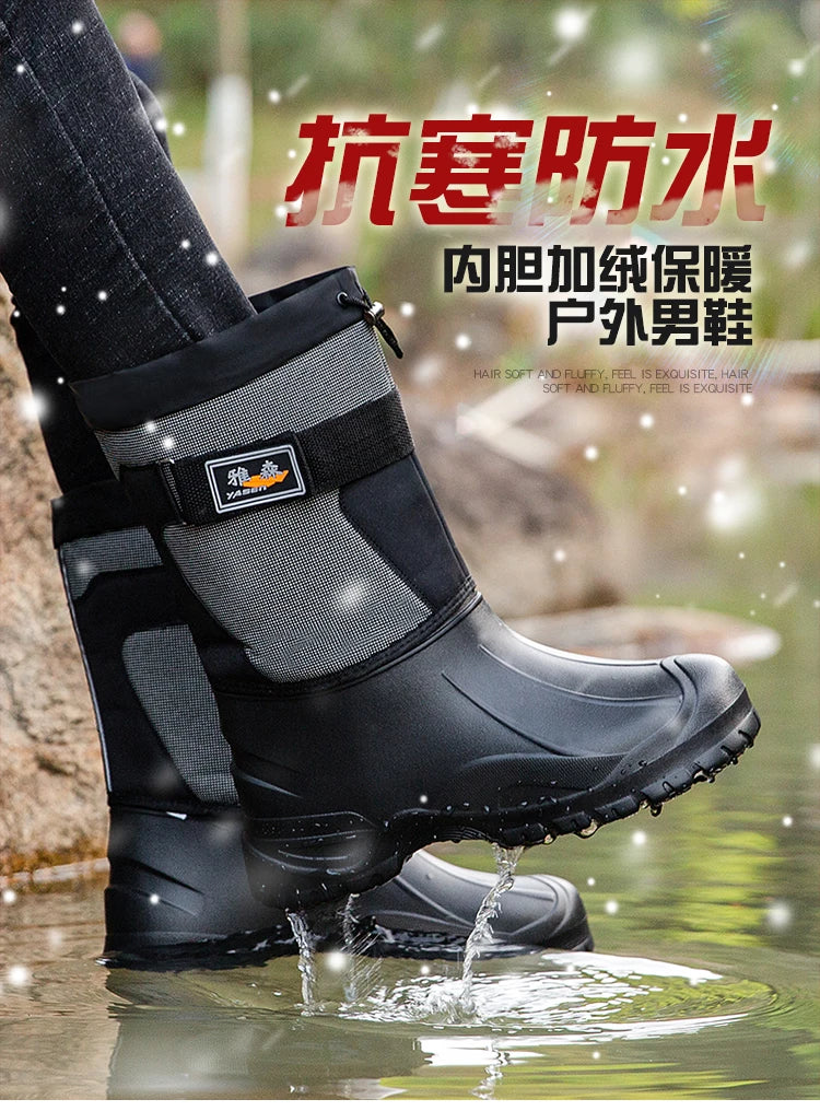 winter boots Waterproof Snow Boots Fishing Shoes Men Boots Rain Winter shoes Warm Fur Outdoor Camo Hunting Boots Camouflage