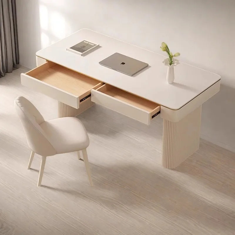 Solid Cream Luxury Modern High-End Rock Board Desk Light High Quality Small Apartment Villa for Student Home Bedroom Office