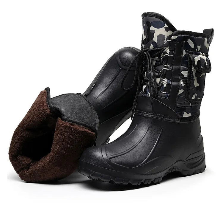 winter boots Waterproof Snow Boots Fishing Shoes Men Boots Rain Winter shoes Warm Fur Outdoor Camo Hunting Boots Camouflage