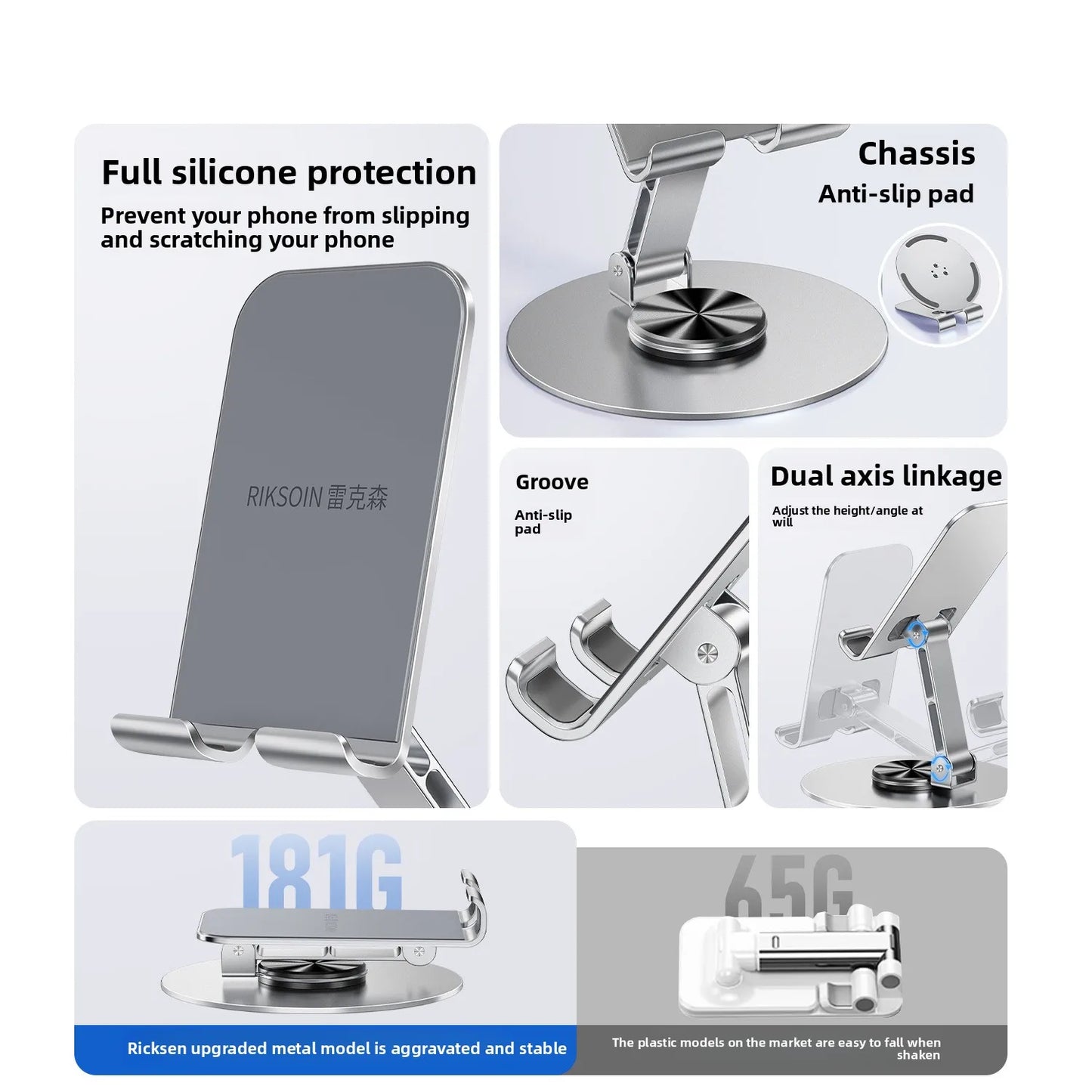 2025 Metal Smartphone Stand Alloy Rotate Phone Holder 360 Swivel Desk Mobile Phone Stand Holder for Office Table