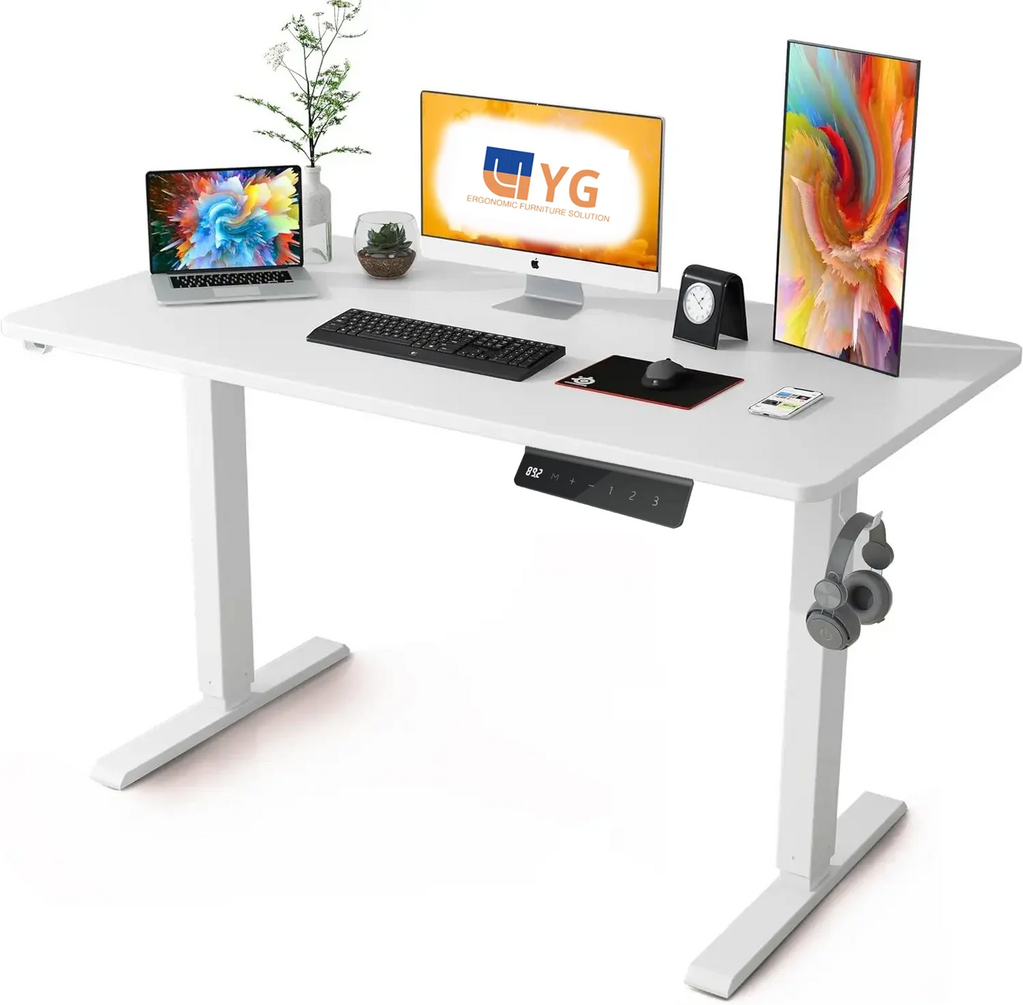 YG Electric 48x24 Inches Full Size Keyboard Tray Modern Design Adjustable Height Standing Desk for Home Office Sit Stand Desk