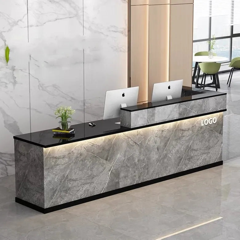 Modern Simple Design Wooden Salon Custom Hotel Reception Tables Price Counter Front Furniture Office Desks