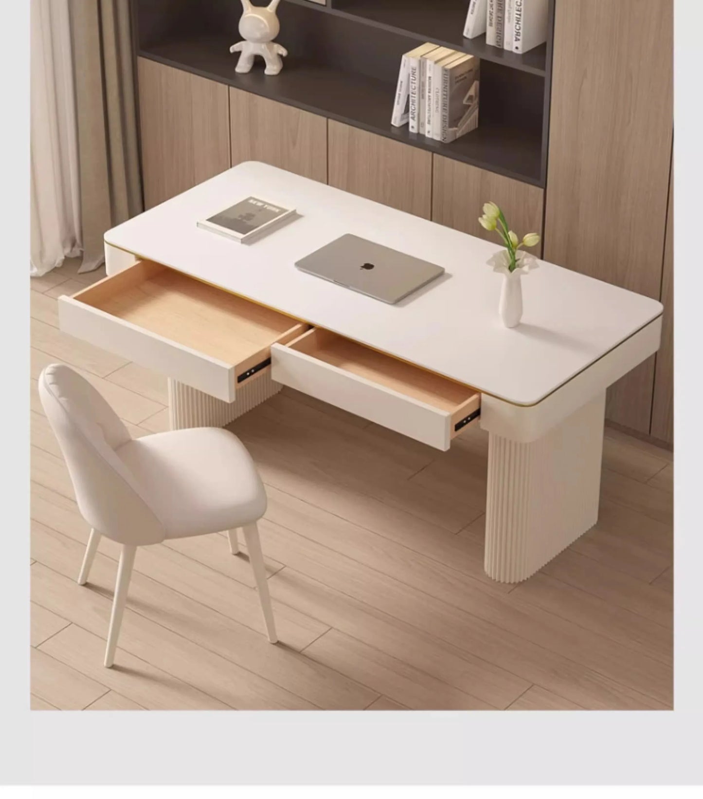Solid Cream Luxury Modern High-End Rock Board Desk Light High Quality Small Apartment Villa for Student Home Bedroom Office