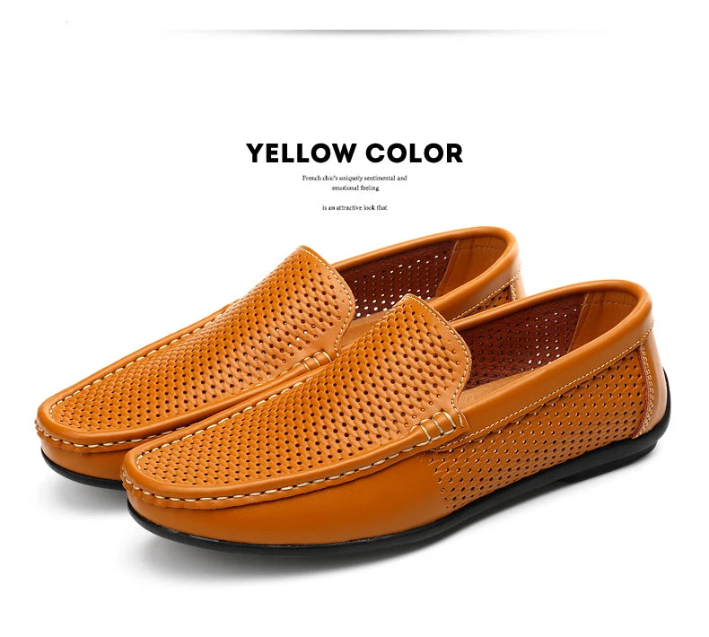 Italian Men Slippers Genuine Leather Loafers Moccasins Outdoor Non-slip Black Casual Slides Summer Spring Fashion Shoes 2020