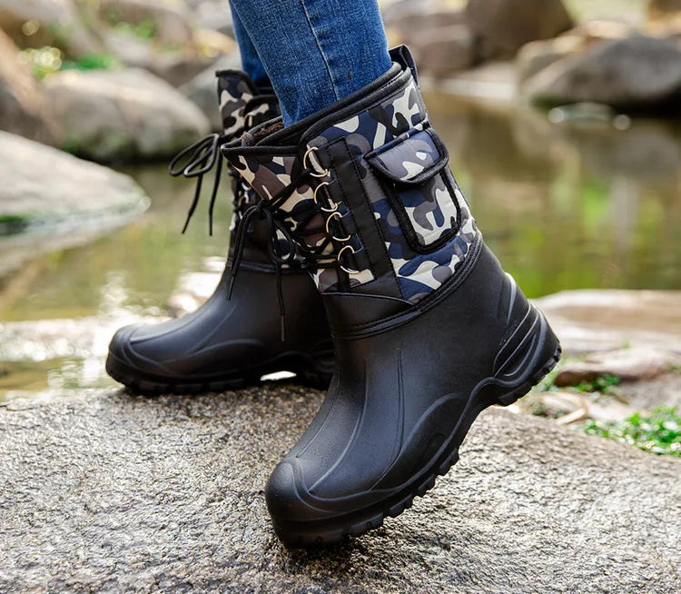 winter boots Waterproof Snow Boots Fishing Shoes Men Boots Rain Winter shoes Warm Fur Outdoor Camo Hunting Boots Camouflage