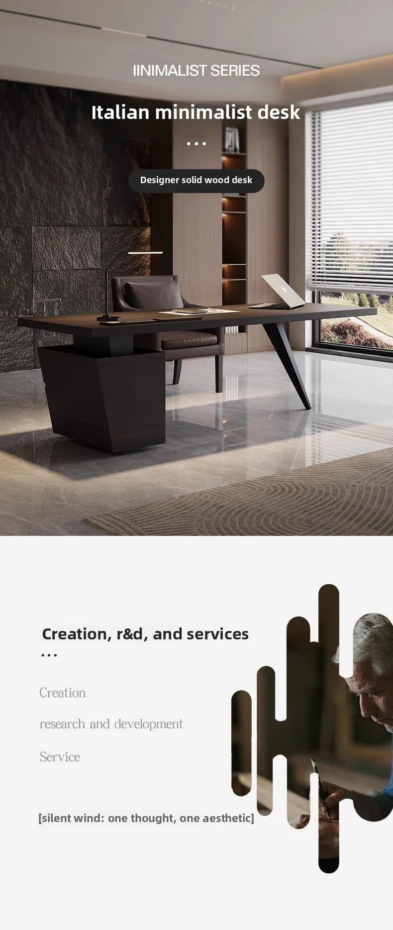 Italian Luxury Modern Designer High-End Solid Wood Computer Desk Office Desks for Home and Office Use