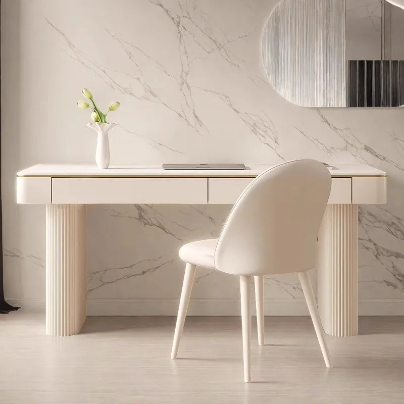 Solid Cream Luxury Modern High-End Rock Board Desk Light High Quality Small Apartment Villa for Student Home Bedroom Office