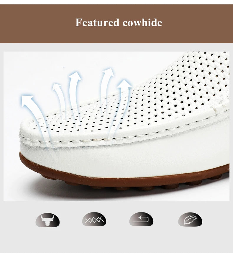 Italian Men Slippers Genuine Leather Loafers Moccasins Outdoor Non-slip Black Casual Slides Summer Spring Fashion Shoes 2020