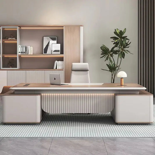 Luxury 1.8m L-Shape  MDF Office Desk with Drawer Modern Design Convertible Wooden Panel Luxury Executive Office Desk