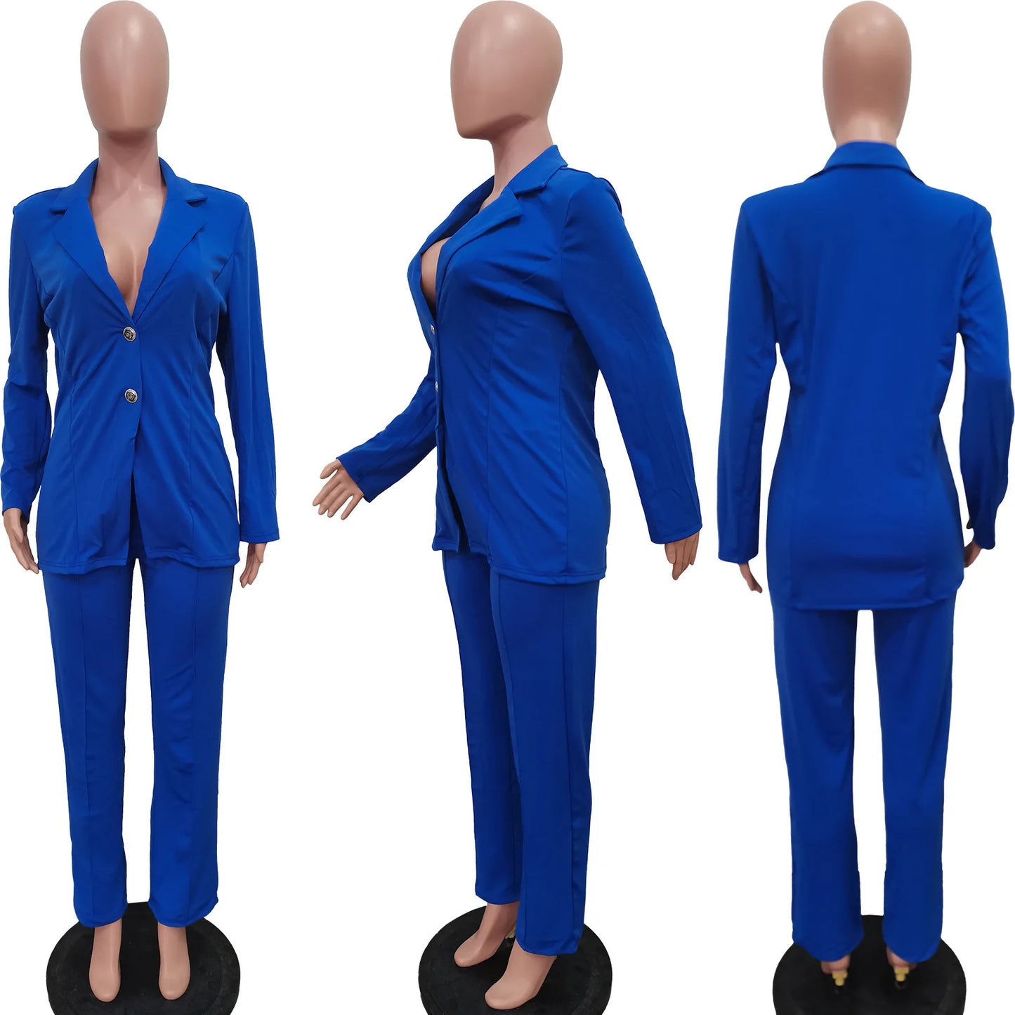 TTT-9334-T- new fall 2023 women clothing Solid color suit collar button two piece business suits for women