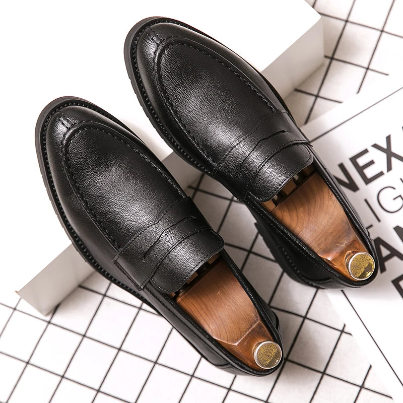 Genuine Men Leather Shoes Italian Black Leather School Shoes Men Leather Dress Shoes & Oxford