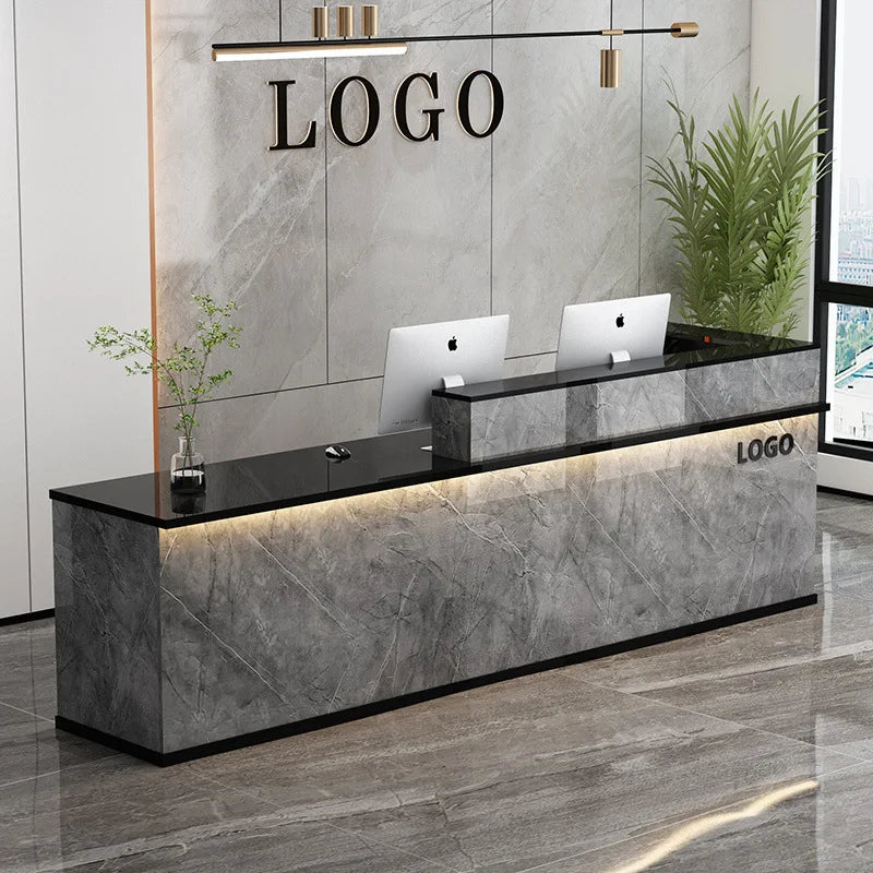 Modern Simple Design Wooden Salon Custom Hotel Reception Tables Price Counter Front Furniture Office Desks