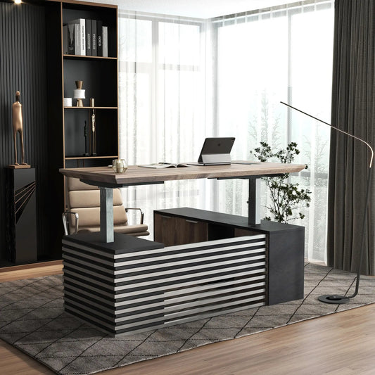 Free Shipping US Warehouse in Stock Height Adjustable Executive Desk Sit Stand up Electric Lifting Office Computer Wood Table