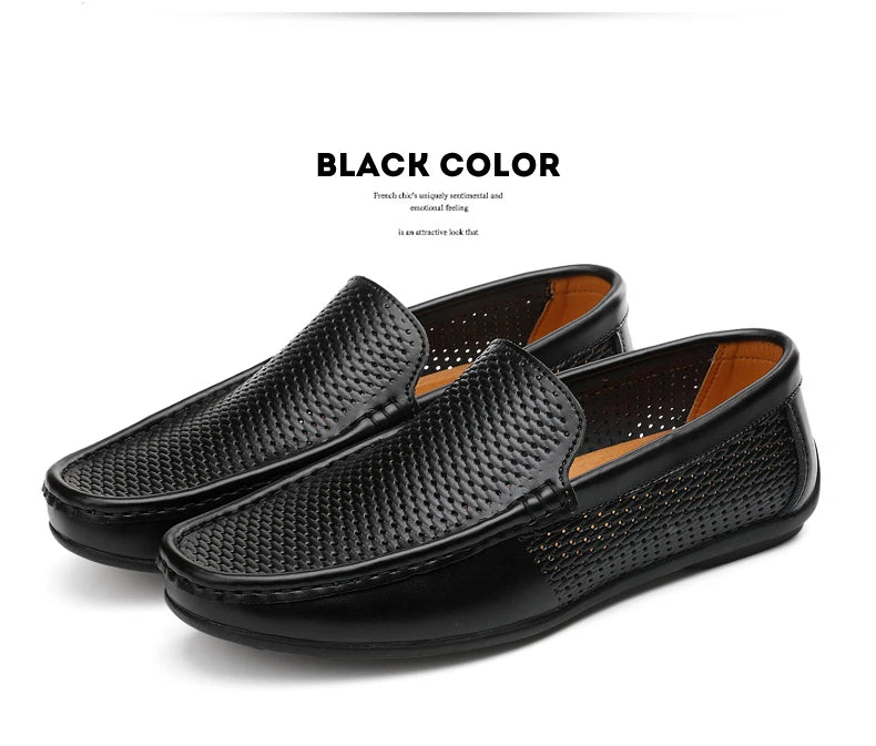 Italian Men Slippers Genuine Leather Loafers Moccasins Outdoor Non-slip Black Casual Slides Summer Spring Fashion Shoes 2020