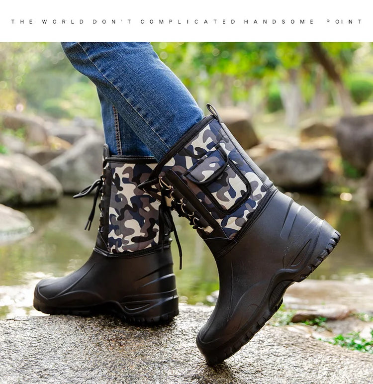 winter boots Waterproof Snow Boots Fishing Shoes Men Boots Rain Winter shoes Warm Fur Outdoor Camo Hunting Boots Camouflage