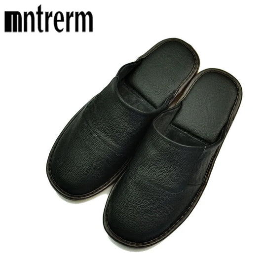 Mntrerm Spring Slip On Men Slippers Soft Comfortable 100% Cow Leather  Genuine Leather Shoes push large size shoe houseware