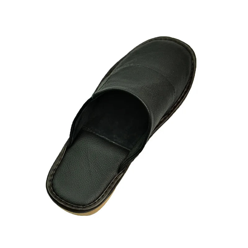 Mntrerm Spring Slip On Men Slippers Soft Comfortable 100% Cow Leather  Genuine Leather Shoes push large size shoe houseware