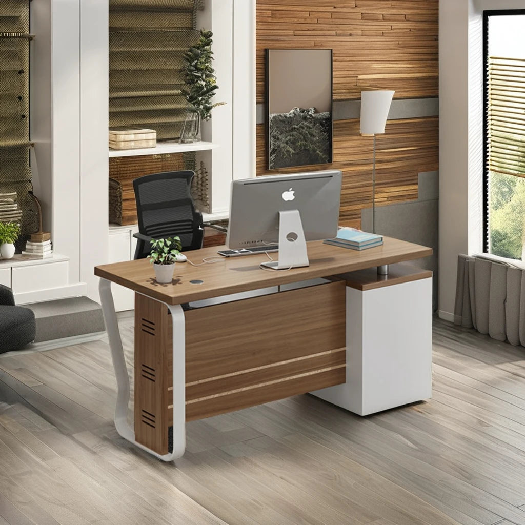 Modern Design Executive Office Table Extendable Wooden and Steel Office Furniture Desk Ergo Office Furniture