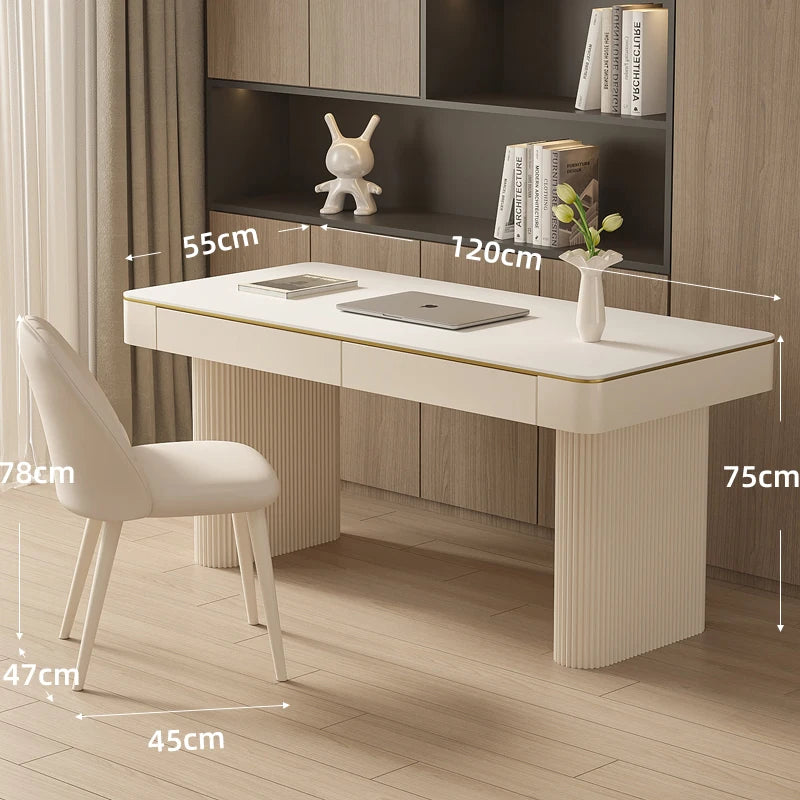 Solid Cream Luxury Modern High-End Rock Board Desk Light High Quality Small Apartment Villa for Student Home Bedroom Office