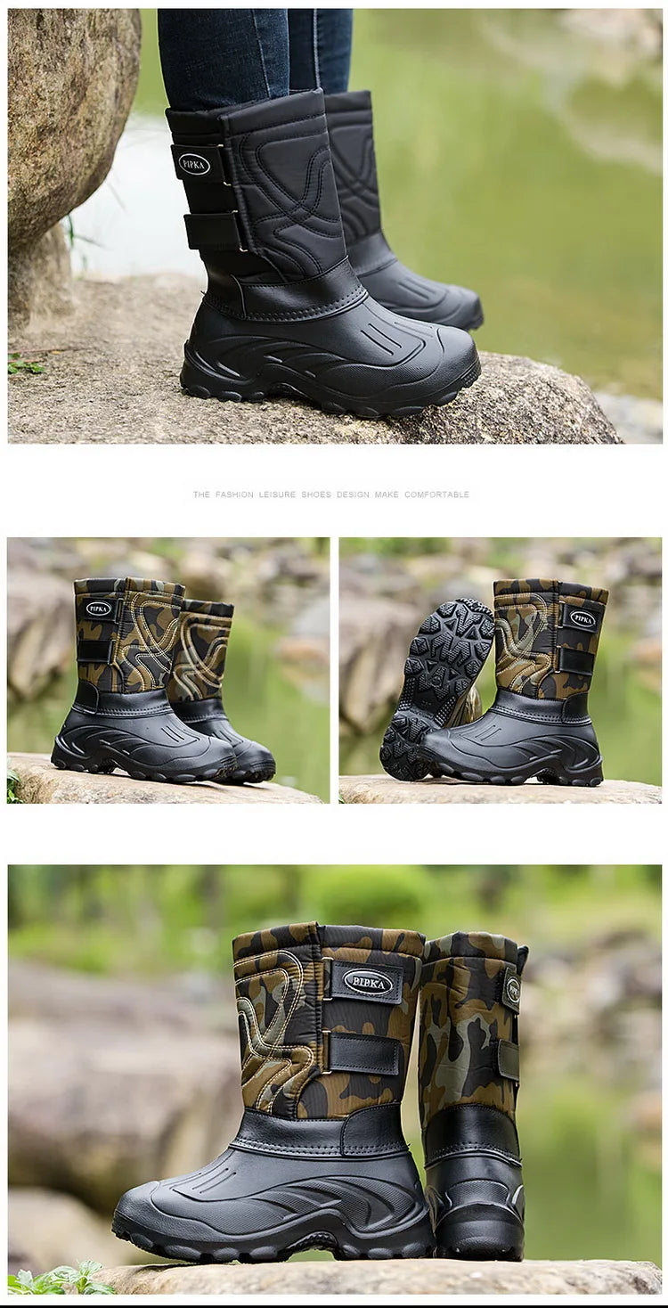 winter boots Waterproof Snow Boots Fishing Shoes Men Boots Rain Winter shoes Warm Fur Outdoor Camo Hunting Boots Camouflage