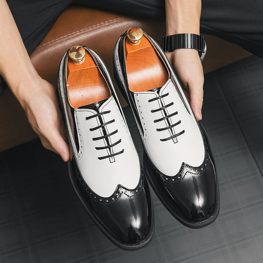 Large Size 38-48 Lace up Men Leather Shoes Office Footwear Wedding Dress Shoes & Oxfords
