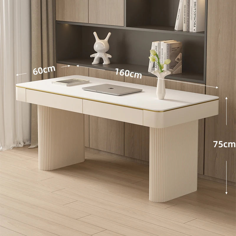 Solid Cream Luxury Modern High-End Rock Board Desk Light High Quality Small Apartment Villa for Student Home Bedroom Office