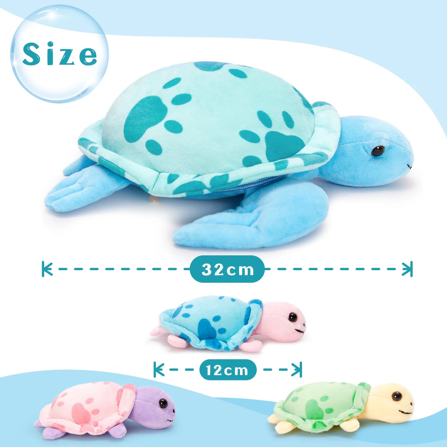 MorisMos Unisex Soft Sea Turtle Stuffed Toy Multicolored 3 Blue Babies PP Cotton Crochet Great Stress Relief Gift Boys' ODM